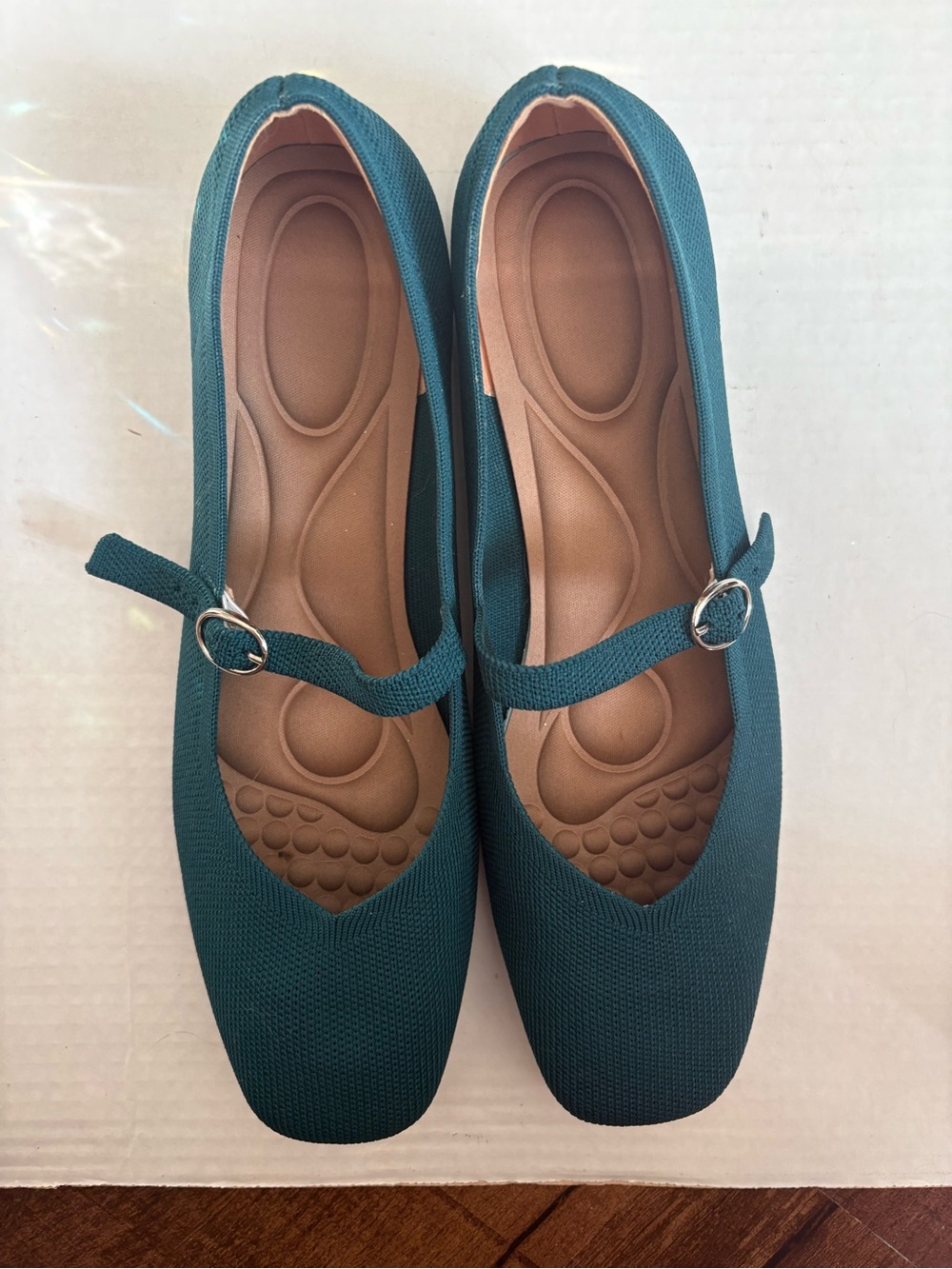 Unbranded Women’s Sz 44 Teal Green Mesh comfort cushioned Mary Jane Flats - Picture 6 of 9